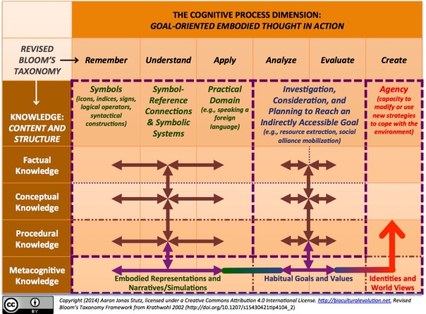 Bloom's revised taxonomy of learning processes and knowledge content and organization. Developed from David R. Krathwohl's (2002) 
